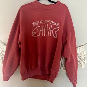 Bad to the Bone Crewneck in Washed Red - Size XL Vintage